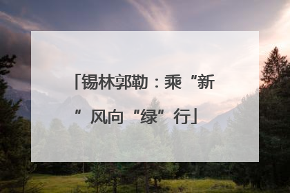 锡林郭勒：乘“新”风向“绿”行