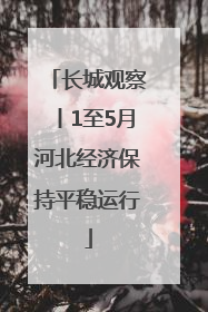 长城观察丨1至5月河北经济保持平稳运行