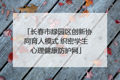 长春市绿园区创新协同育人模式 织密学生心理健康防护网