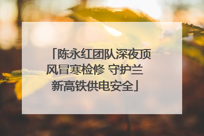 陈永红团队深夜顶风冒寒检修 守护兰新高铁供电安全