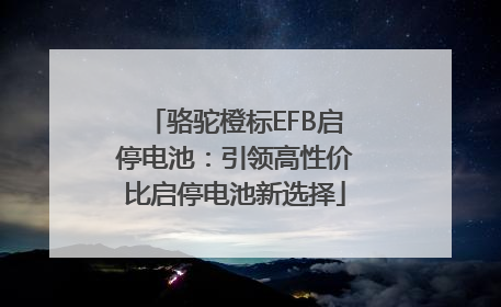骆驼橙标EFB启停电池：引领高性价比启停电池新选择