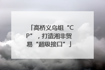 高桥义乌组“CP”，打造湘非贸易“超级接口”