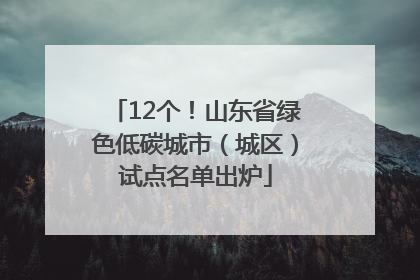 12个！山东省绿色低碳城市（城区）试点名单出炉