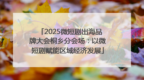 2025微短剧出海品牌大会桐乡分会场：以微短剧赋能区域经济发展