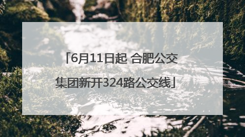 6月11日起 合肥公交集团新开324路公交线